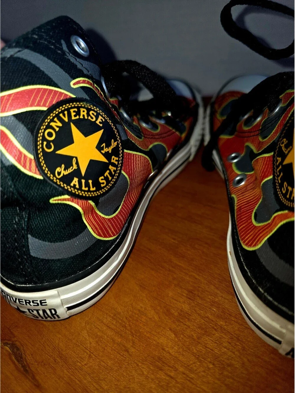 Kids Converse Chuck Taylor All Stars high top with flames size 1